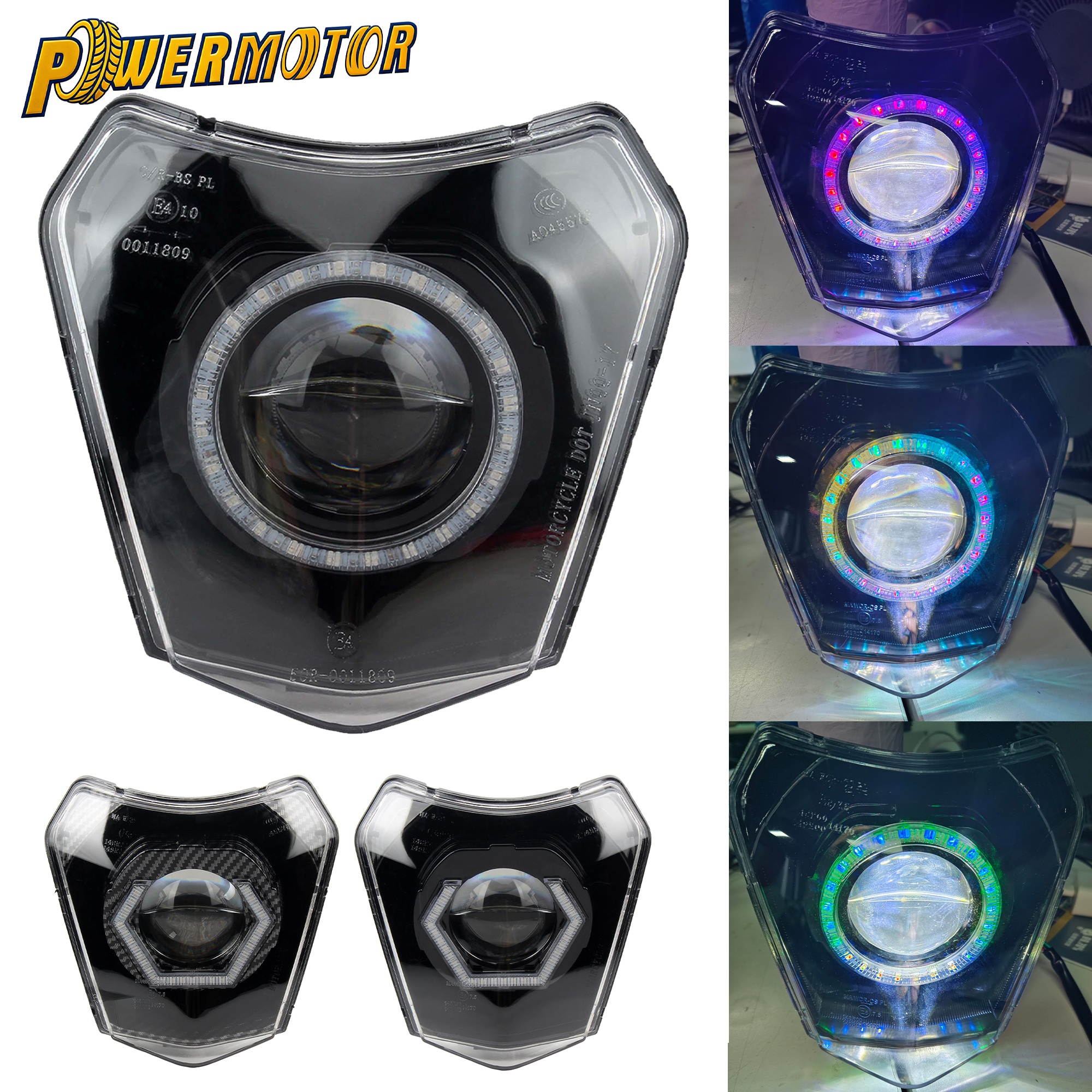エンデューロモトクロスエンジェルアイズヘッドライトアプリ制御 RGB ライト KTM EXC SX XC XCW EXCF 125-500 オートバイヘッドライト修正された