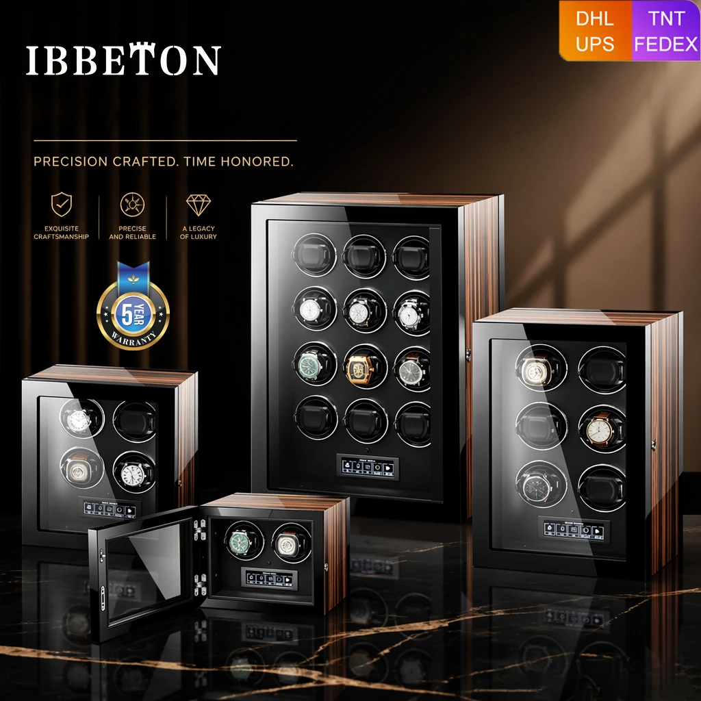 IBBETON 高級ウォッチワインダー 静かなモーター付き 機械式自動巻き時計用の安全な保管ディスプレイケース