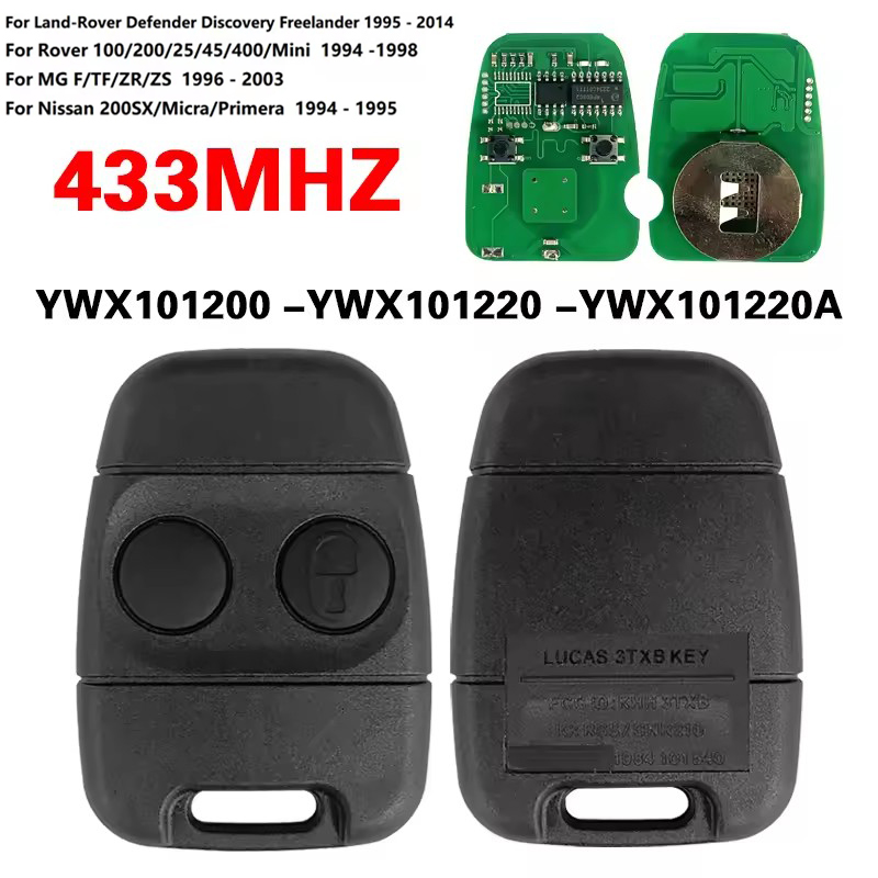 KEYECU 交換用リモコン 433 Mhz FCC YWX101200 ランドローバー用 MG 用 日産用 リモート 2 ボタン YWX101220 YWX101220A P/N: 3TXB