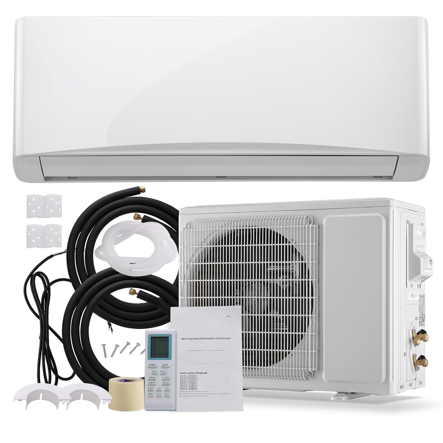 9000 BTU ミニスプリットエアコン/ヒーター、ヒートポンプ付き 17 SEER2 115V スプリットヒーター、最大カバーエリア最大 450、カスタマイズ