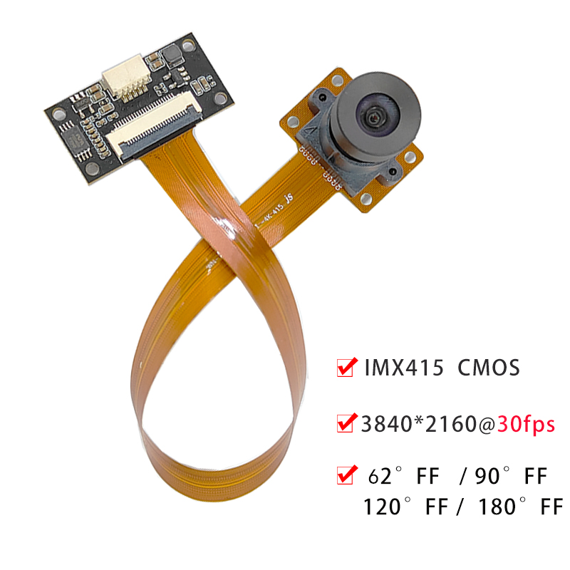 4K HD 1/2.8インチCMOS IMX415 USB2.0カメラモジュールFF 90°/120°/180°30FPS MJPEG付き、YUY2 UVC準拠、顔用プラグアンドプレイ