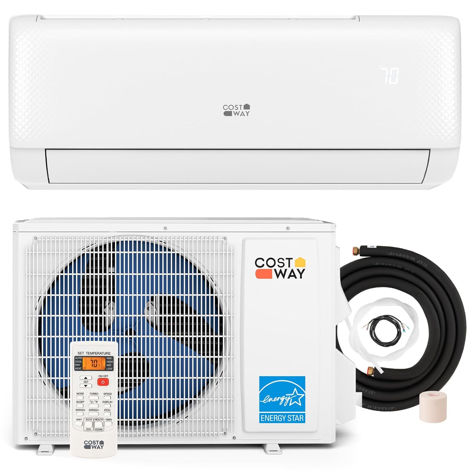 18,000 BTU ミニ スプリット エアコン、Energy Star、ヒート ポンプ付き、21 SEER2 インバーター スプリット AC ユニット、24H タイマー付き、カスタム