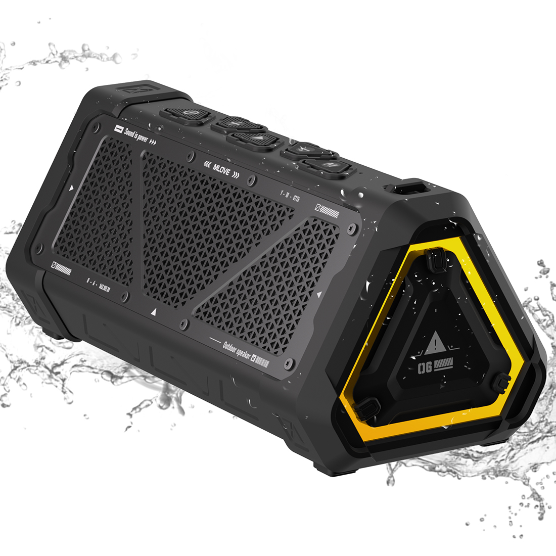 MLOVE P3 屋外 Bluetooth スピーカー、40 ワット出力 Bluetooth 5.3 スピーカー、ステレオサウンド IPX7 防水、マイクロ SD カード、RGB ライト