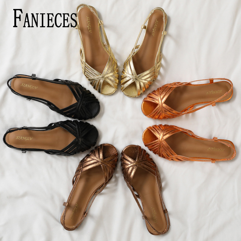 FANIECES 女性のデザイナーフラットサンダル夏のピープトウナローバンドスリングバックローマンシューズビーチホリデー履物ブランド Sandalias