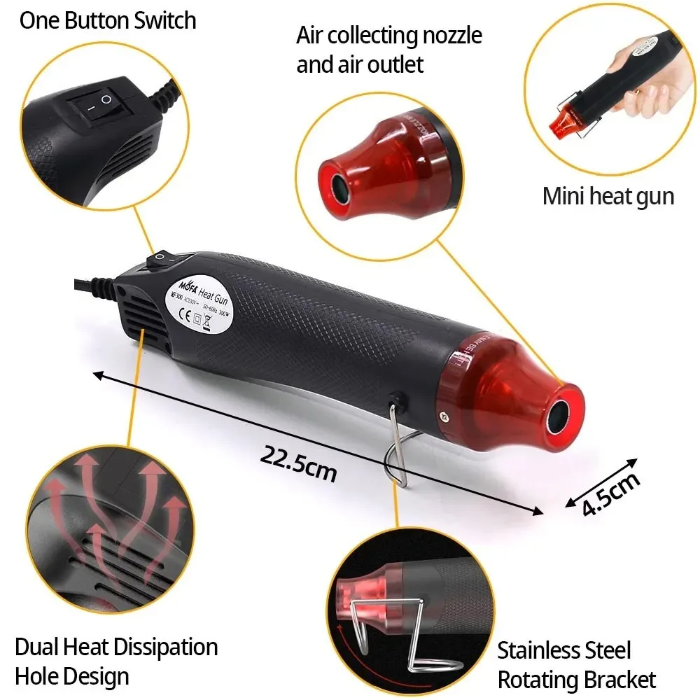 220/110V ホットエアガン DIY ツール熱電動工具ミニはんだ温度工芸ブロワーサポートシートシュリンク