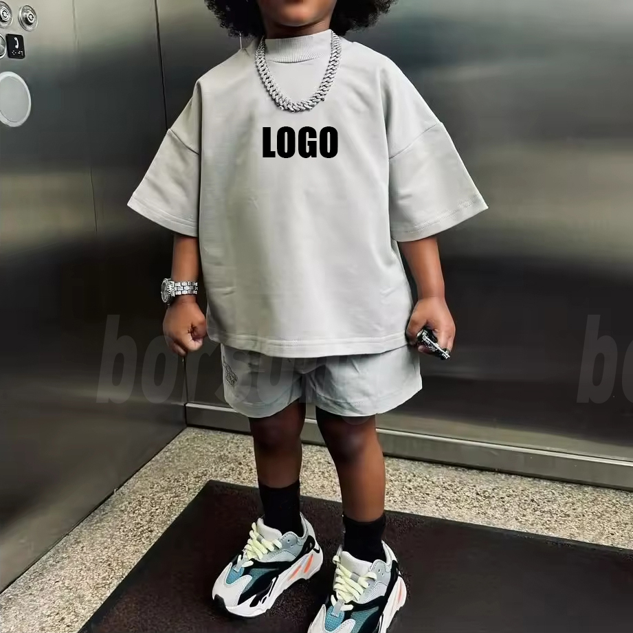 2025 ストリートファッション子供服オーバーサイズ T シャツショーツ服ユニセックス子供ガールボーイズ夏セット子供服