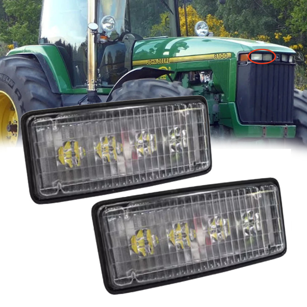 Re306510 retangular led faróis dianteiros para trator john deere 7200, 7400, 7600, 7700, 7800,8100, 8200, 8300, 8400 + x2pc