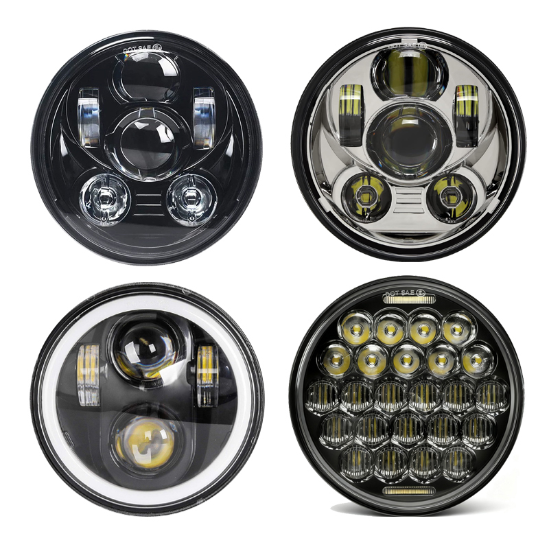 5.75 インチ LED ヘッドライトプロジェクターハローリング H4 オートバイ 5 3/4 "防水車オートバイプロジェクター LED ヘッドライト