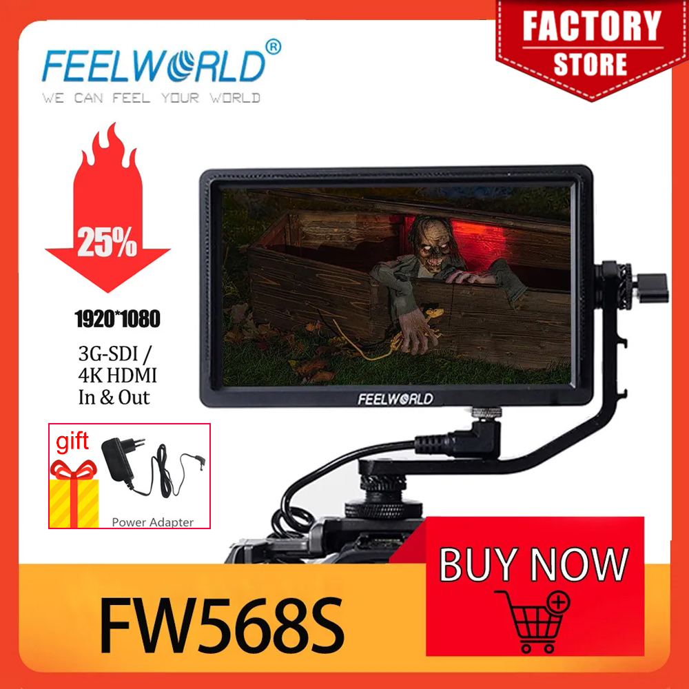 FEELWORLD FW568S 6 インチ 1920X1080 IPS FHD LCD パネルオンカメラフィールドモニター 3G SDI 4KHDMI 入力出力 Youtube ジンバルリグ用