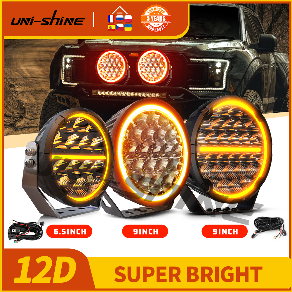 UNISHINE 6.5 "9" LED ワークライト 12 V 24 V 90000LM DRL 6500 K 3500 K コンボビーム自動 ATV UTV 4X4 トレーラー