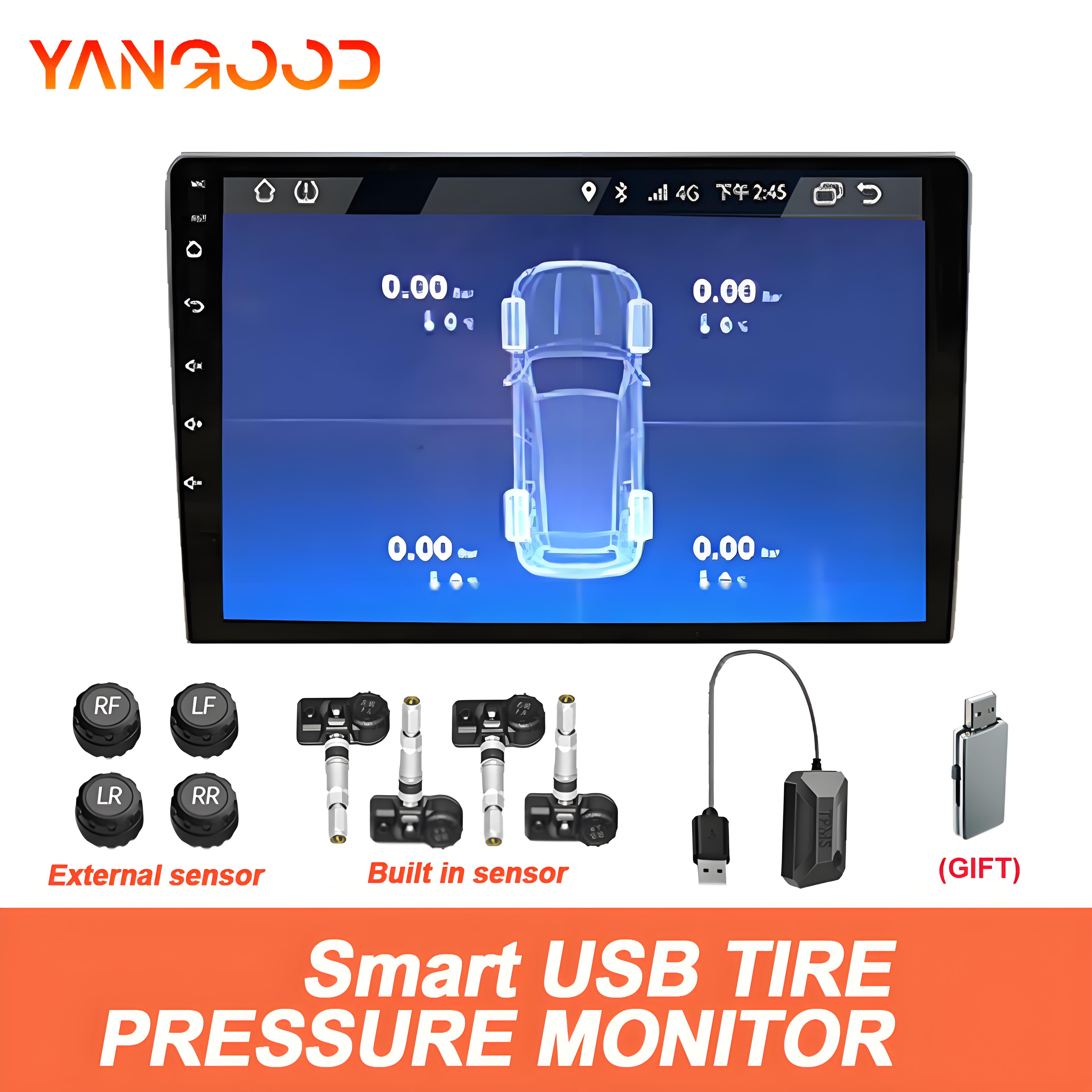 Android ナビゲーション タイヤ空気圧モニター 車のタイヤ ワイヤレス 大画面 専用 USB 高精度内蔵外部検出