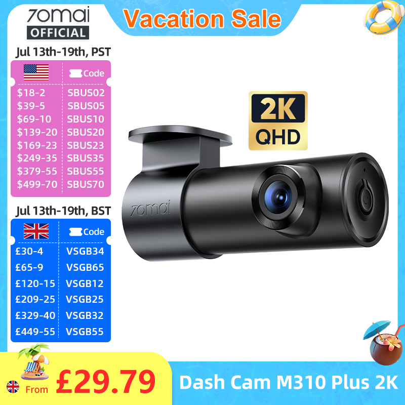 70mai ダッシュカム M310 Plus 2K 1440P 143°FOV F1.55 スマート音声制御 24H パーキングガード ナイトビジョン 70mai M310 Plus 2K 車 DVR