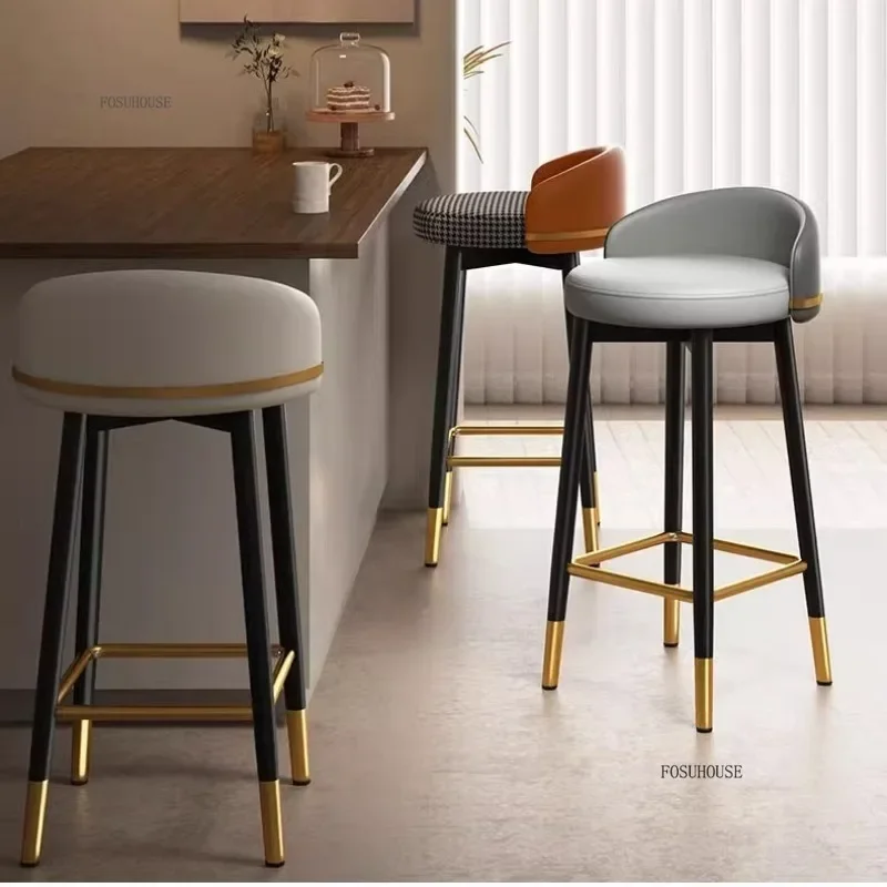 Modern Luxury Bar Stools Dining Chairs Accent Leather Bar Chairs Design Home Cafe Hotel Bar Furniture Kitchen Counter Stool r f