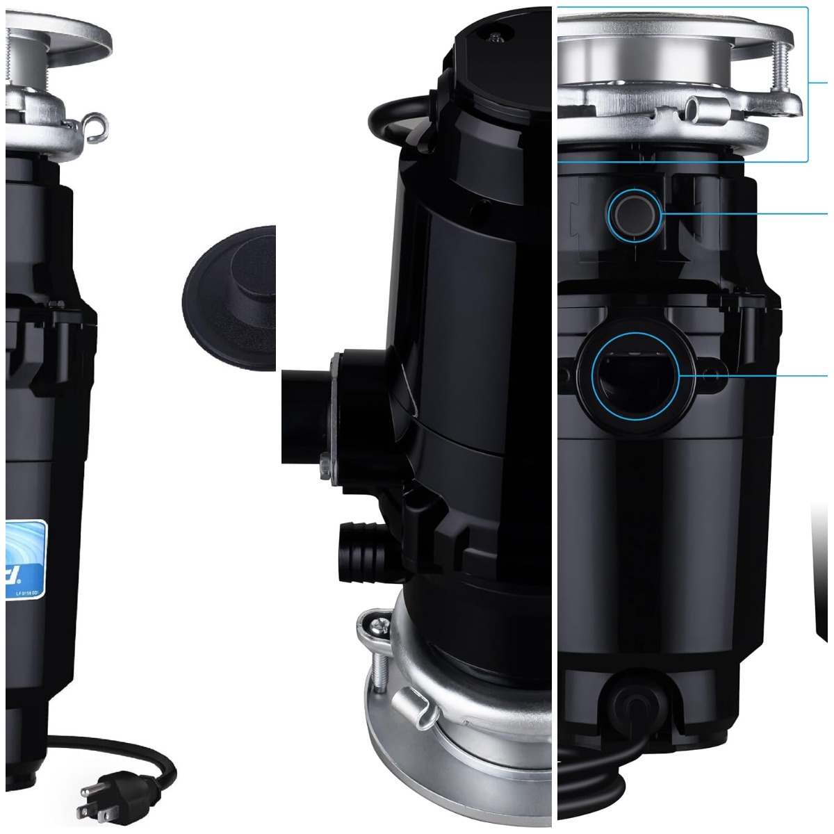 Waste Maid 10-US-WM-158-3B ゴミ処理アンチジャムステンレススチール食品廃棄物粉砕システム、1/2 HP 標準、ブラック