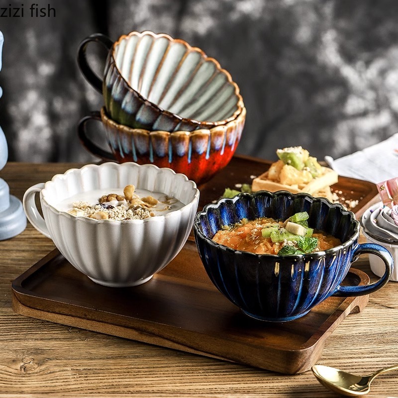 窯変更セラミックマグコーヒーカップオフィス飲料カップ朝食オート麦カップヨーグルトカップ大容量ウォーターカップ家庭用品