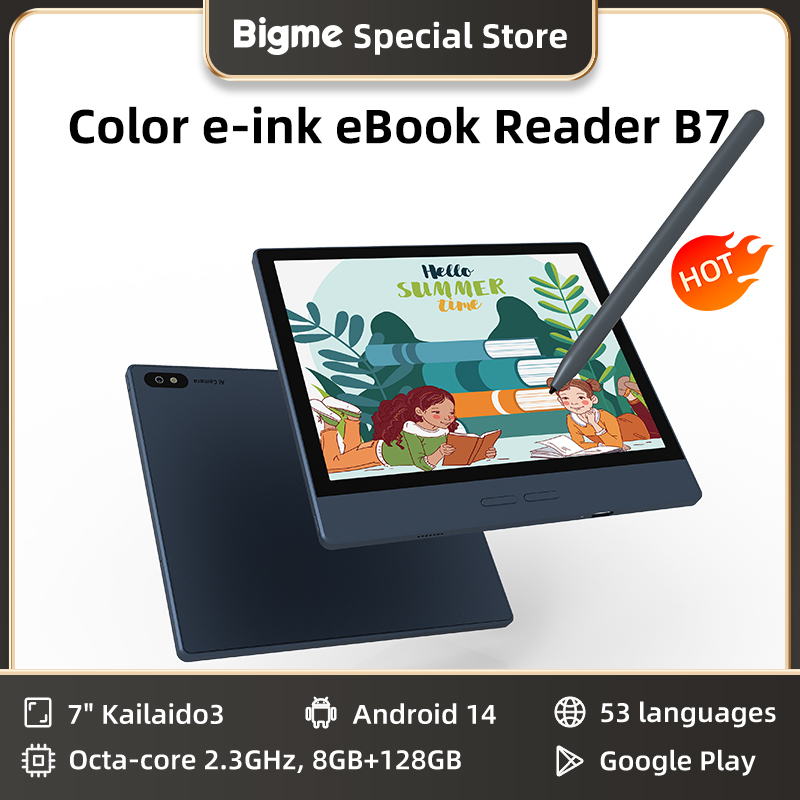 Bigme 電子ブック リーダー B7、7 インチ電子インク電子リーダー、300PPI、8 128GB、Android 14、4G 通話付き手書き電子リーダー タブレット