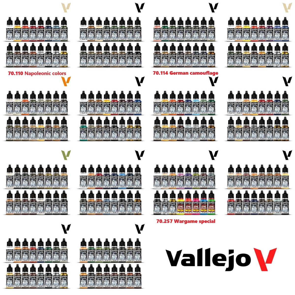 Vallejo- モデルカラーアクリル絵の具セット |ファンタジーやウォーゲームフィギュアのモデリング | 17ml×16本