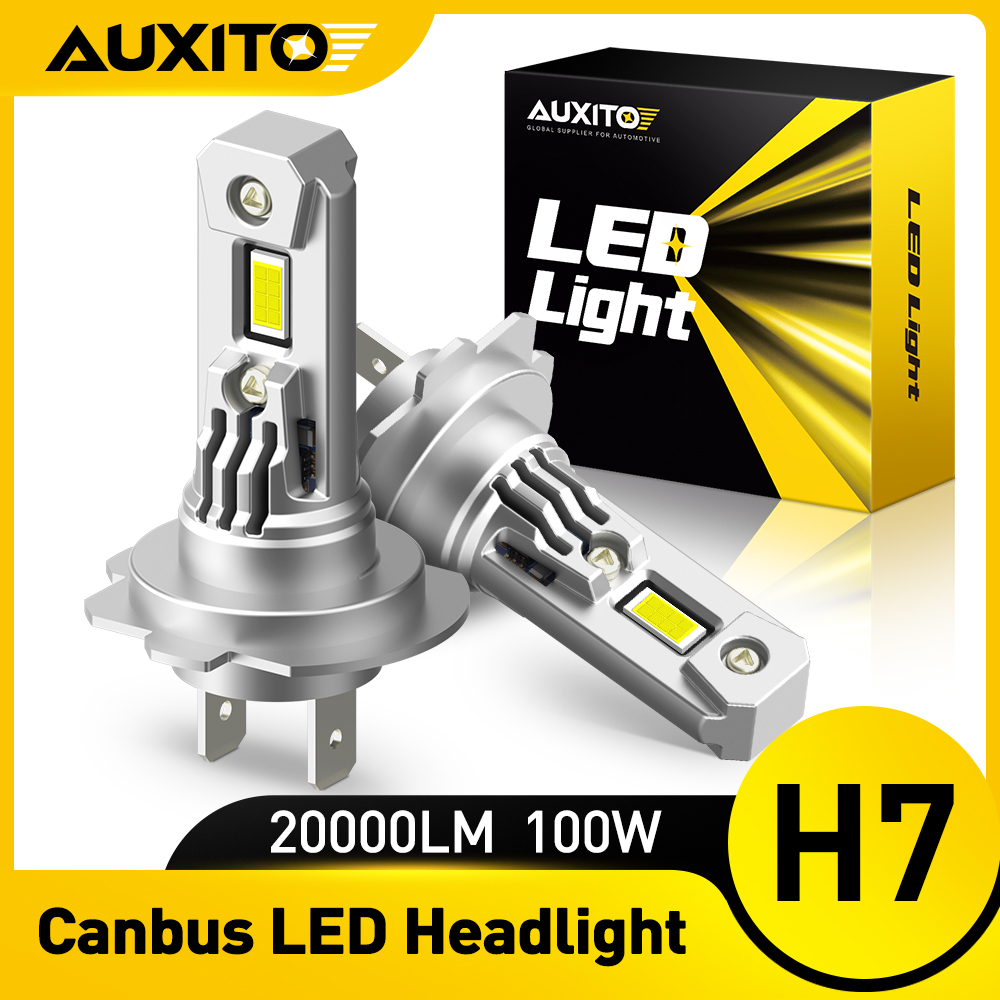 AUXITO 2X 12V H7 LED ヘッドライト Canbus エラーなし H7 ターボ LED 電球 360 CSP 100W 20000LM トヨタカローラホンダヒュンダイフォード起亜用