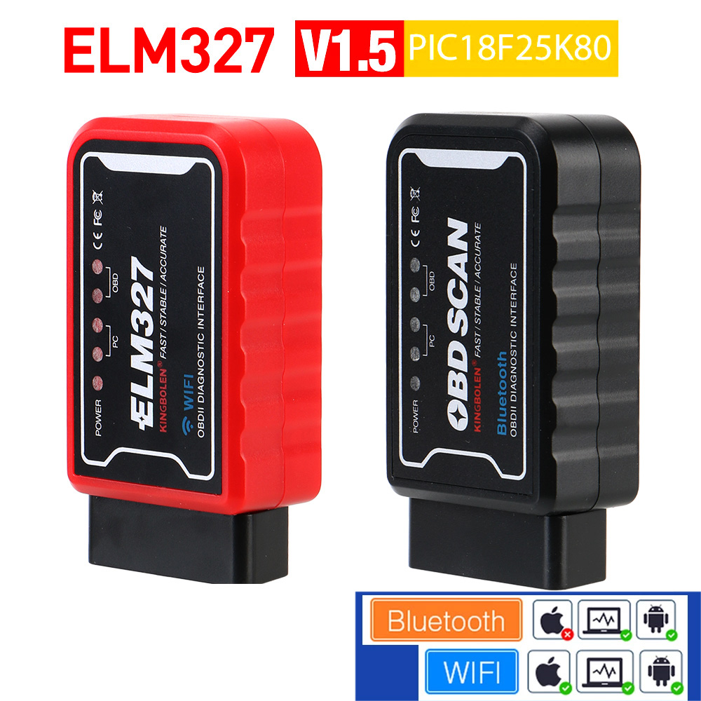 ELM327 WiFi Bluetooth V1.5 PIC18F25K80 チップ OBDII 診断ツール ELM 327 ICAR2 OBDSCAN OBD2 コードリーダースキャナカーアクセサリー