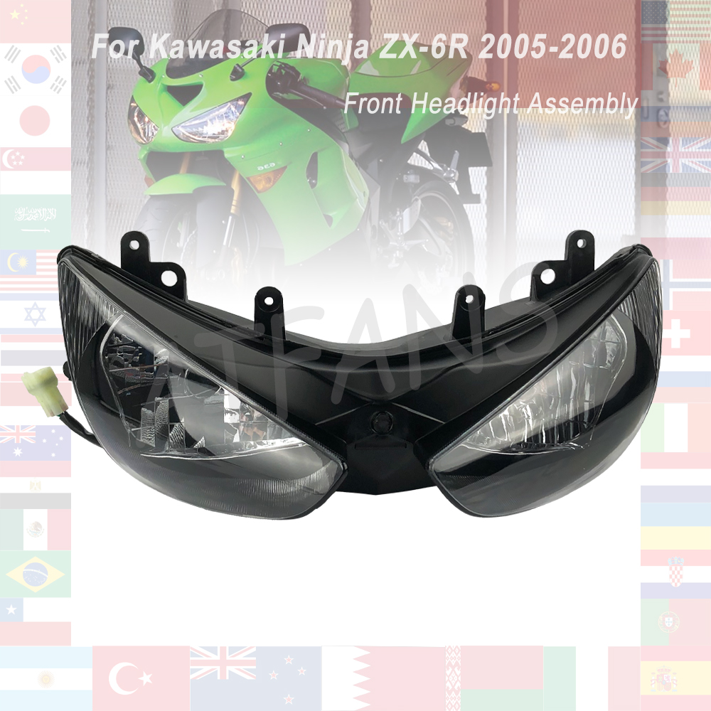 カワサキニンジャ ZX-6R ZX-6RR 2005-2006 ZX6R ZX6RR ZX 6R 636 オートバイフロントヘッドライトヘッドランプヘッドランプライトアセンブリ