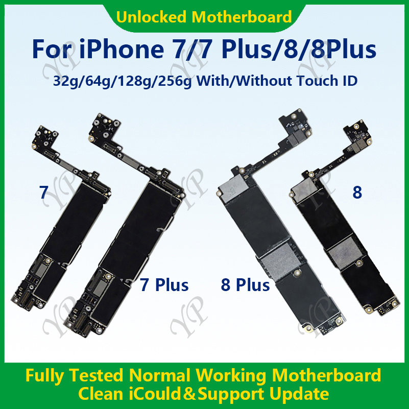 完全にテストされたマザーボード iPhone 7/7 Plus/8/8 Plus 32g/128g/64g/256g メインボードタッチ ID なし iCloud 高速配送