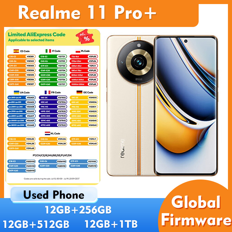 Realme 11 Pro 5G 256GB 512GB 1T ROM スマートフォン 6.7 インチ 120Hz 200MP 5000mAh 中古電話