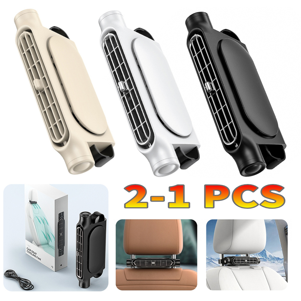 2-1pc ポータブルカーシートファン 3 速度調整可能なカーシートヘッドレストファン USB 電源車のネッククーラー前部後部座席の乗客用