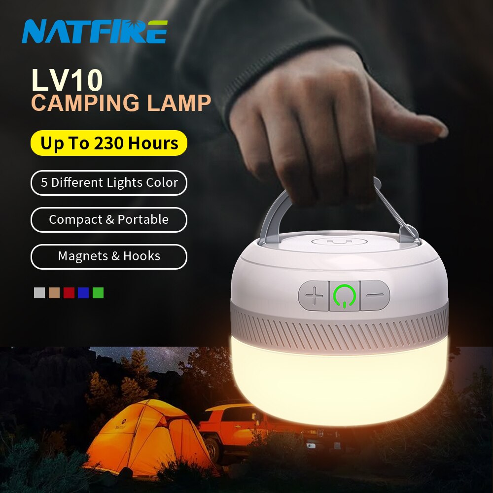 NATFIRE LV10 キャンプライト USB C 充電式 230 時間 5 色懐中電灯屋外テントランプ緊急ランタン
