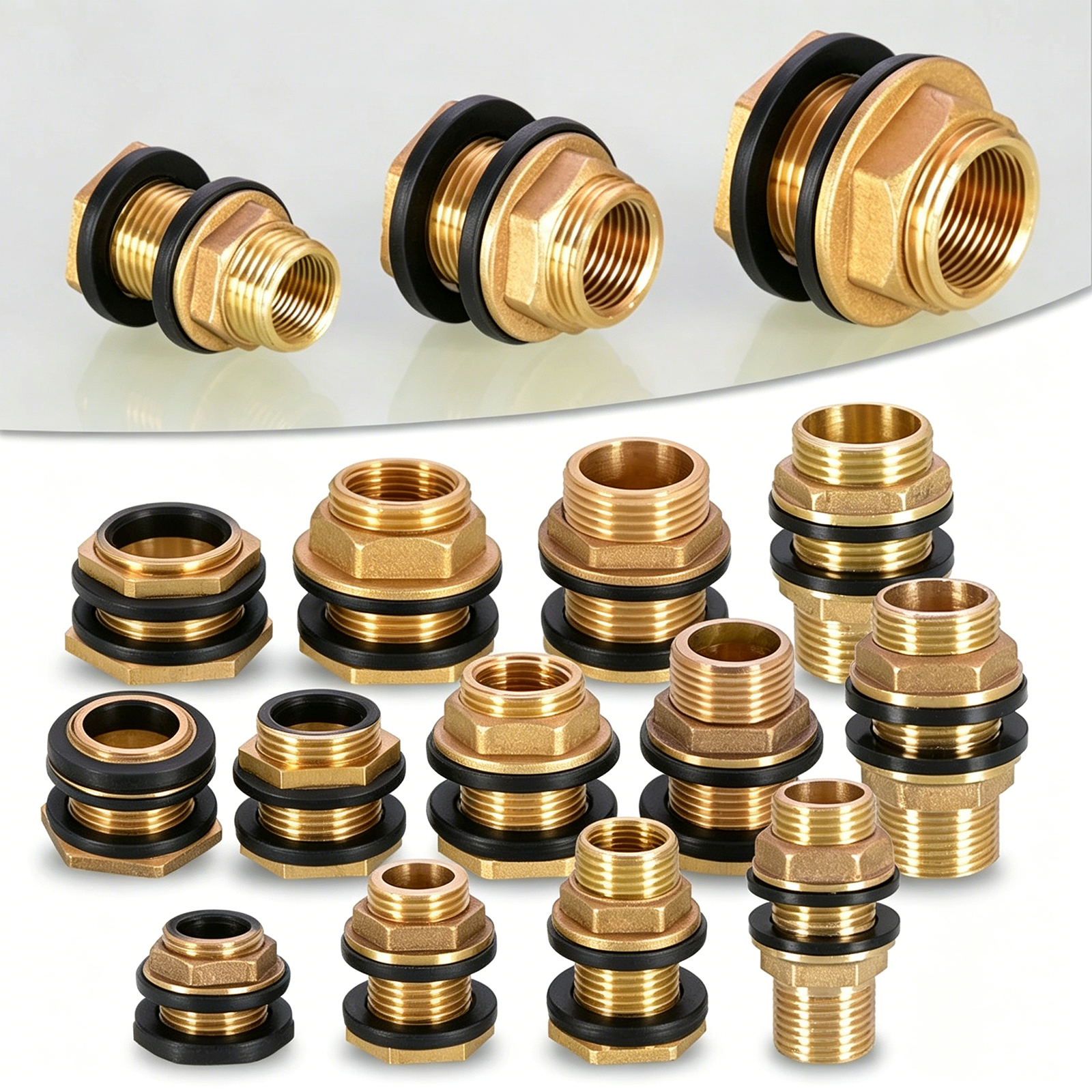 1/2 "3/4" 1" 真鍮水槽コネクタシリコンガスケット銅パイプ水槽カップリングジョイント庭の灌漑パイプホースアダプター