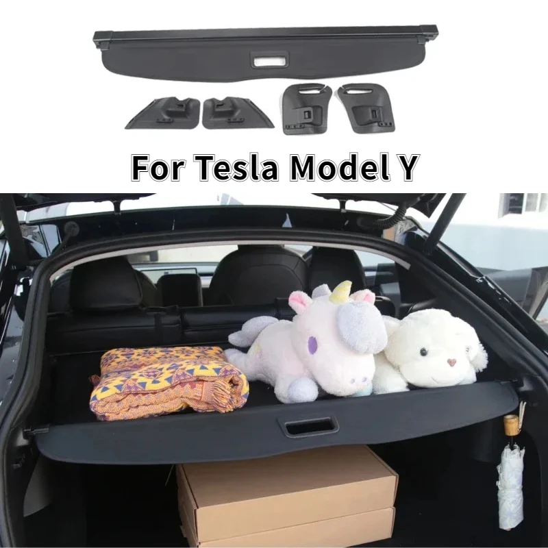 テスラモデル Y ベルリントランクカーゴカバーカーテンリア荷物キャリア格納式パーティションバッフルプレート収納アクセサリー