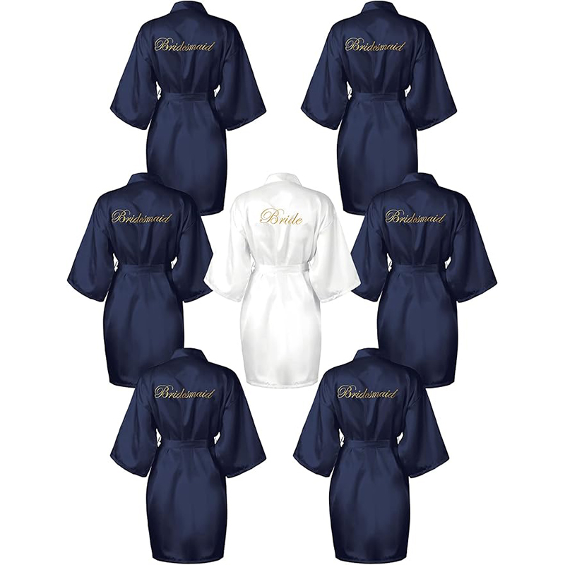 7 ピースブライズメイドサテンローブシルキー花嫁着物バスローブパジャマ結婚式用