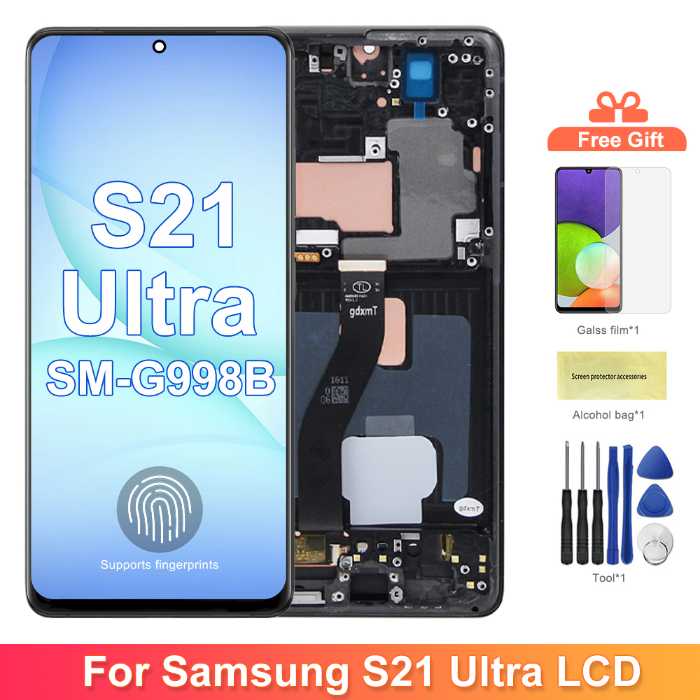 AMOLED S21 Ultra スクリーンアセンブリ Samsung Galaxy S21 Ultra 5G G998B G998B/DS 液晶ディスプレイタッチスクリーン用 指紋付き