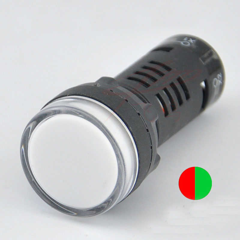 22 ミリメートル 12 V 24 V 220 V 110 V 36 V 380 V ダブルカラー赤緑信号ランプ LED 電源インジケータライト AD16-22SS 10 個