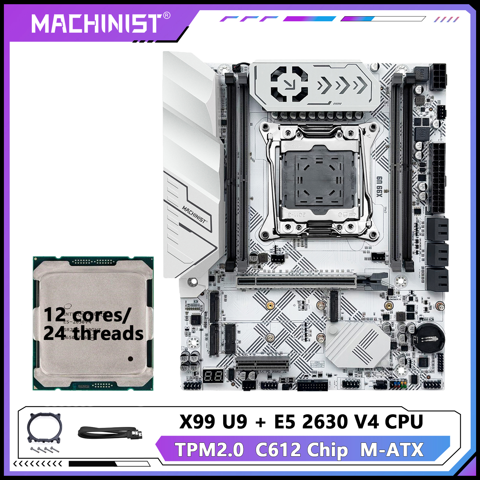 新しい X99 U9 MACHINIST X99 マザーボード セット キット オプション LGA2011-3 Xeon E5 2630 V4 CPU サポート TPM2.0 DDR4 メモリ NVME M.2 usb3.0