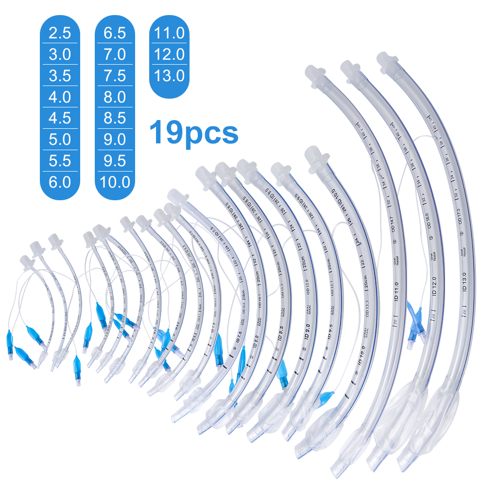 使い捨て可能な滅菌ポリ塩化ビニールの気管内チューブ 2.5mm-13mm サイズ、カフ付き大量低圧カフ X 線の目に見えるラインが付いています
