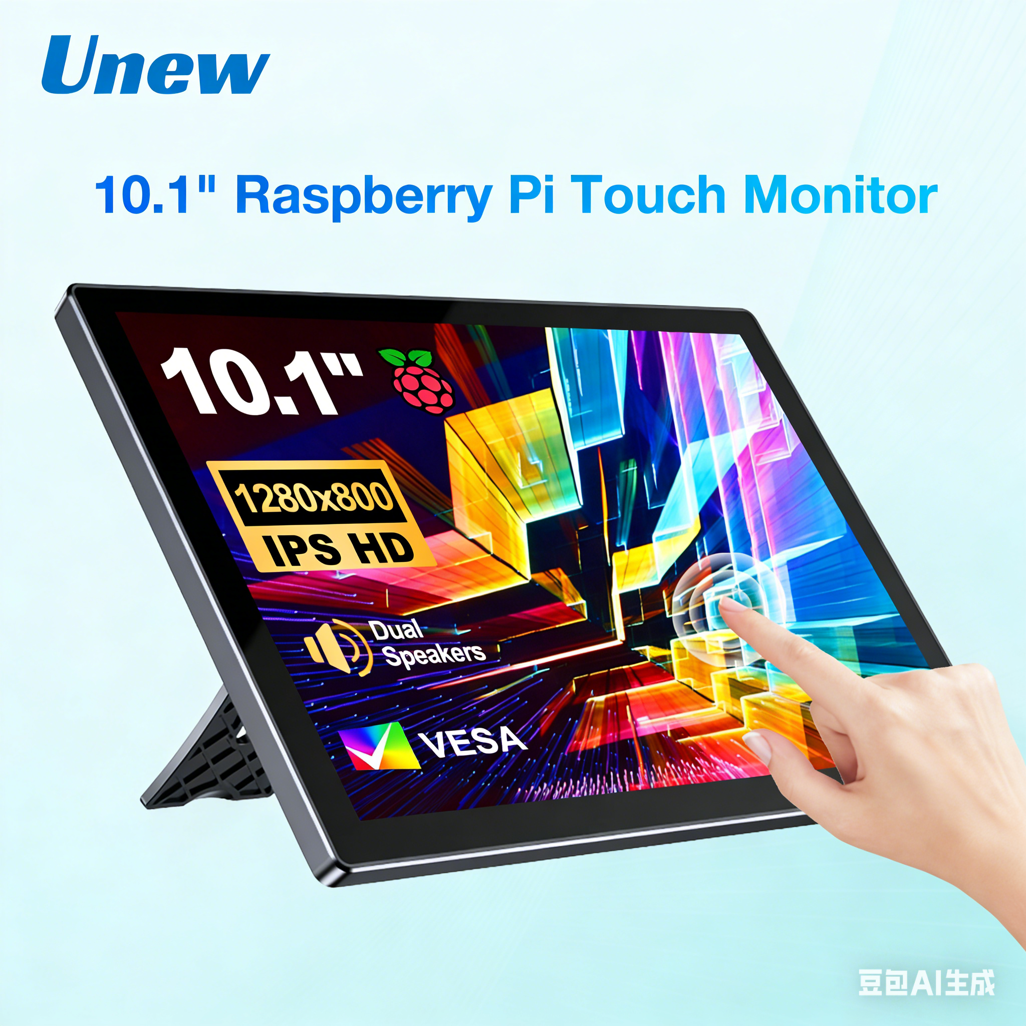 Unew 10.1 インチ 1280x800 IPS タッチラズベリーモニター HDMI Type-C ディスプレイ Raspberry Pi 5 4 4B/3B/3A /2B/B /A用