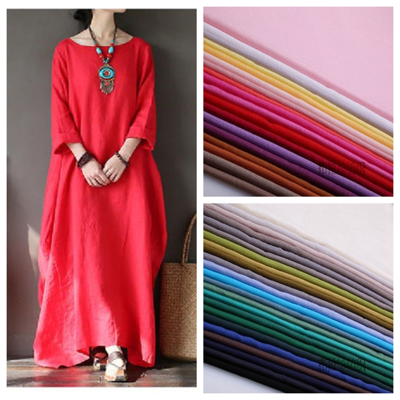 High Quality Washed Cotton Linen Fabric By Meters for Clothing Skirts Dresses Pants Sewing Soft Skin Friendly Cloth Yellow Pink