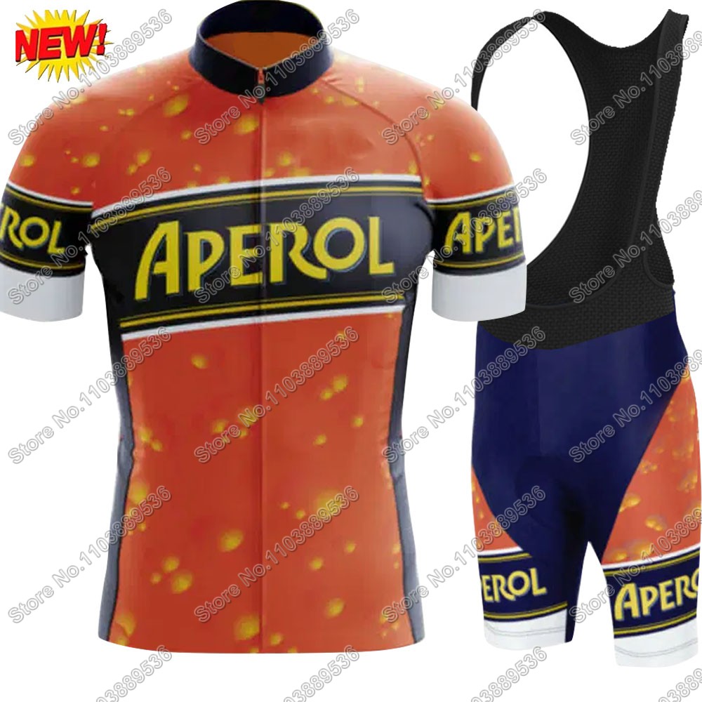 Aperol-Beer 2025 サイクリングジャージセット夏服ロードバイクシャツスーツ自転車ビブショーツ MTB ウェアマイヨロパ