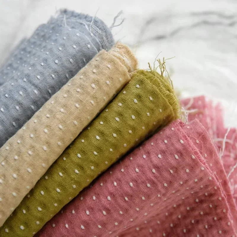 50 センチメートルかわいい雪の種刺繍ドットジャカード綿生地レトロ子供服人形の服手作り DIY 生地 140 センチメートル幅