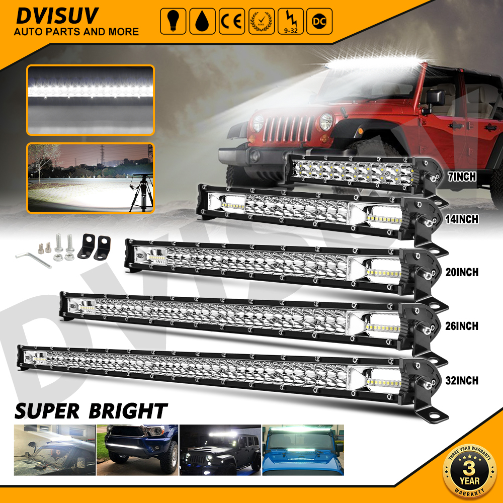 HAOLIDE スーパースリム 8/20/32 インチ LED バースポットフラッドビーム LED ライトバートラクターボートオフロード使用 4WD 4x4 トラック SUV 12V 24V