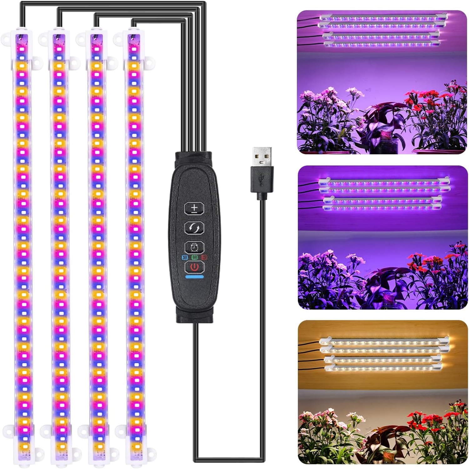 3 色屋内 Led 成長ライト USB DC5V タイマー植物ランプ用植物調光可能な LED ランプ Phytolamps フルスペクトル水耕栽培