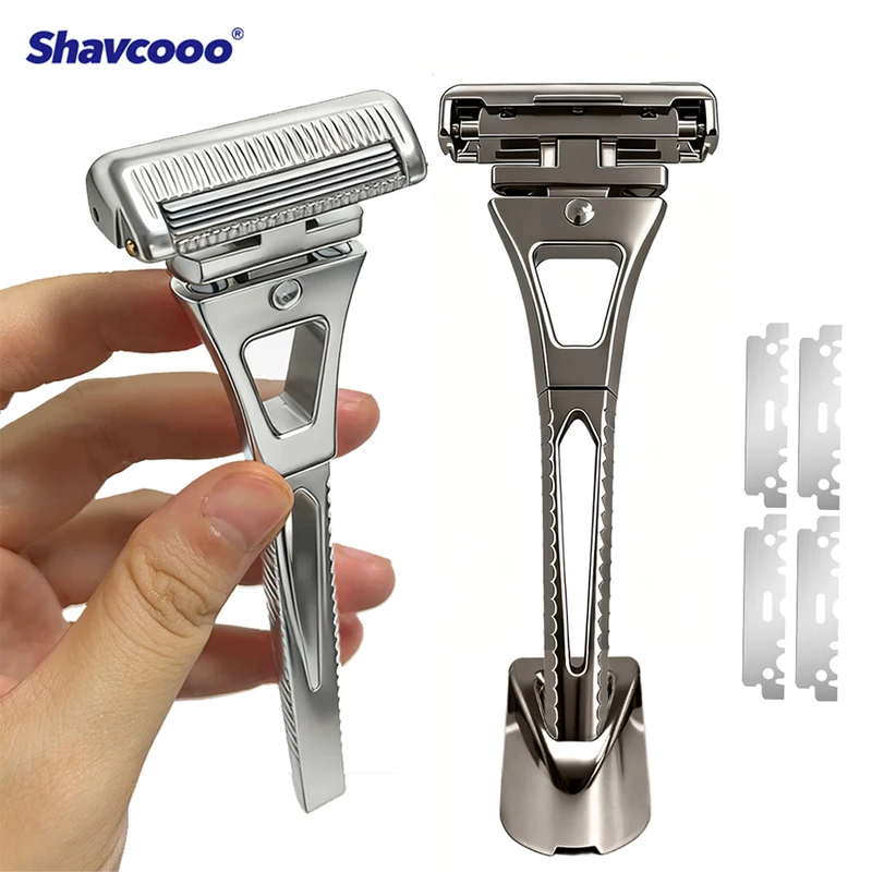 Shavcooo GP600 グライド 6.0 プロ ステンレス鋼 4 ハーフブレード安全かみそり DIY 磁気回転ヘッドシェーバー男性用シェービングキットギフト