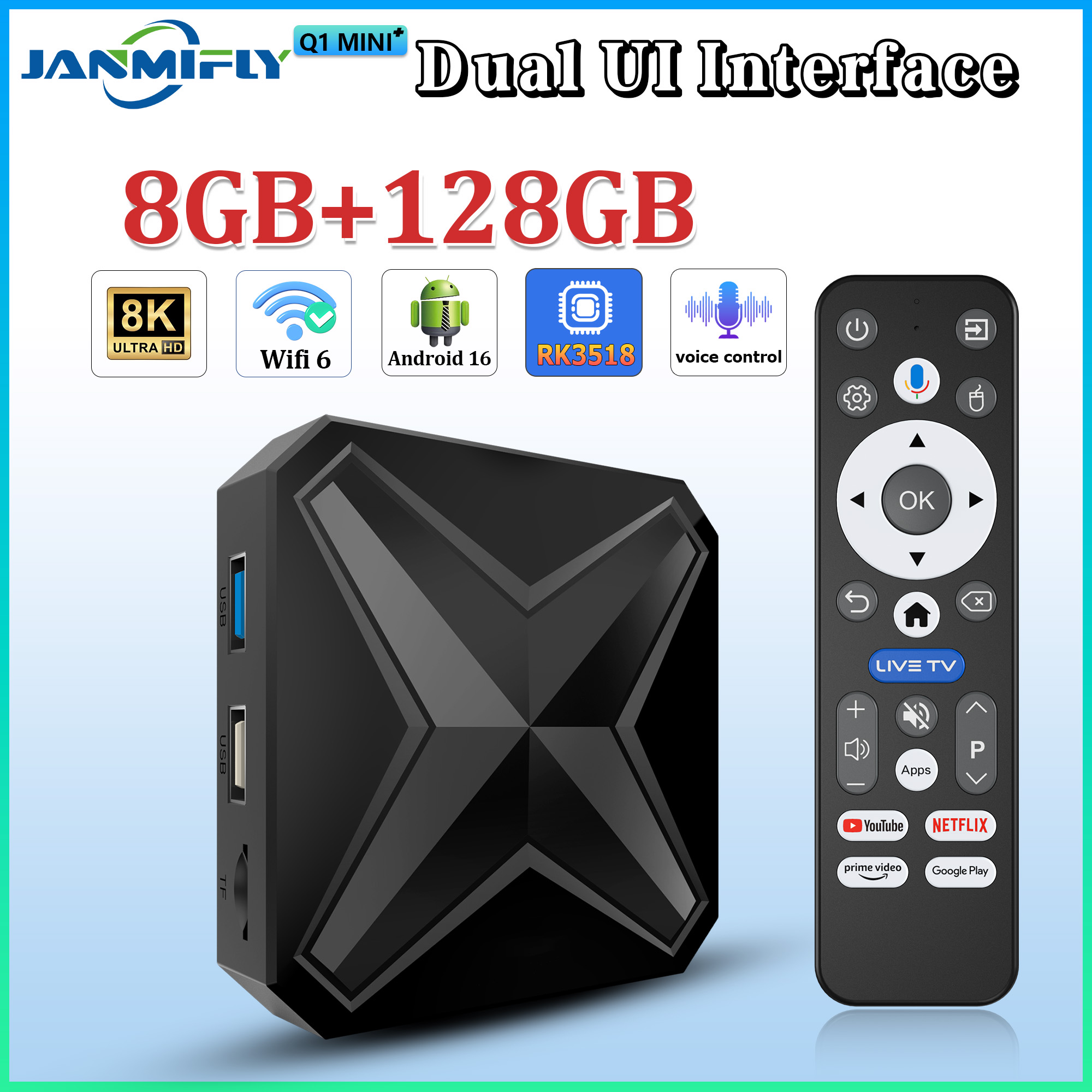 2026 新しいスマート TV ボックス Q1MINI デュアル UI インターフェイス Android 16 RK 3518 Google アシスタント HD 8K ビデオ メディア プレーヤー セットトップ ボックス