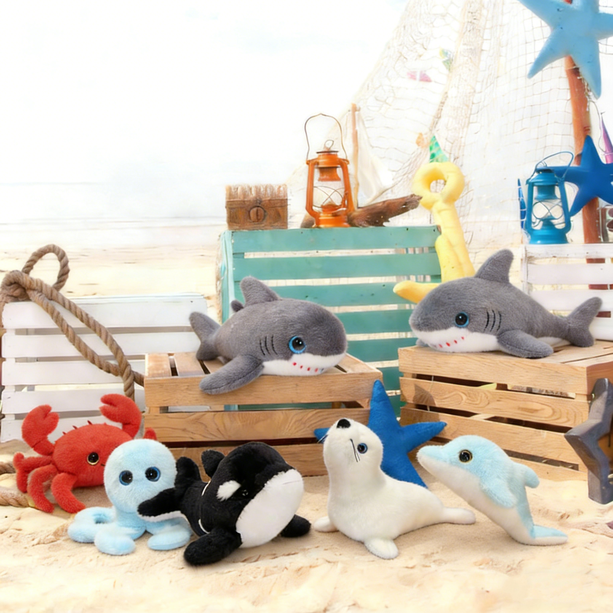 6 個海の動物ぬいぐるみオーシャンぬいぐるみ 10 インチぬいぐるみジンベエザメカメアザラシシャチタコパーティー好意教室ギフト
