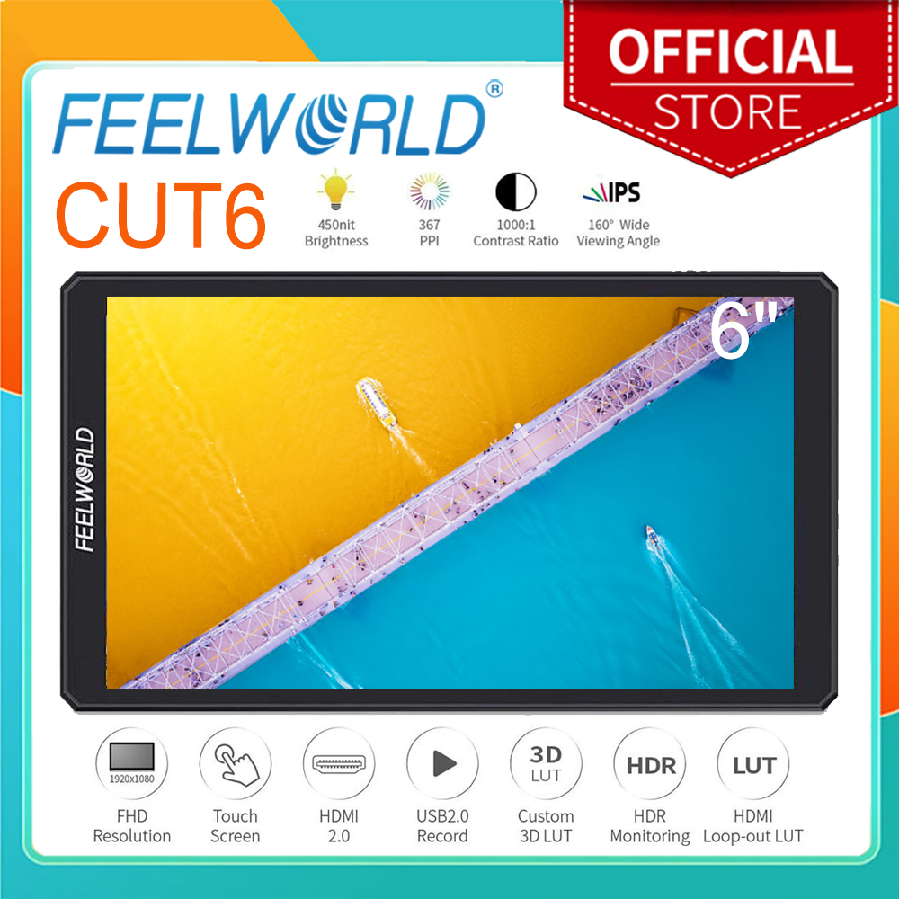FEELWORLD タッチスクリーンビデオモニター CUT6 6 インチレコーダー FHD 4K HDMI 3D LUT ポータブル 1920x1080 サポート IPS