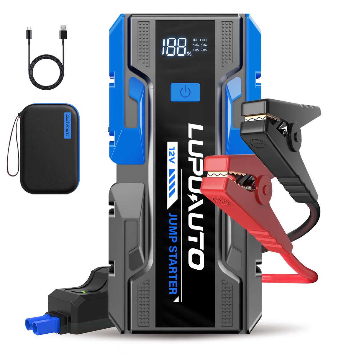 3000A ジャンプスターター 8000mAh ポータブル電源銀行安全保護 12V 自動バッテリーブースター LCD ディスプレイ付き緊急 LED ライト付き