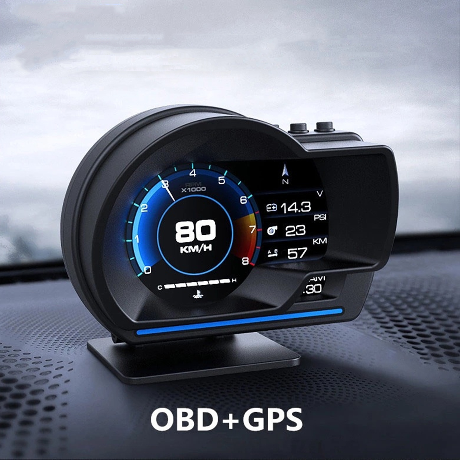 デジタル ヘッドアップ ディスプレイャー OBD2 GPS 速度警告ヘッドアップ ディスプレイ スマート ゲージ カー HUD スピードメーター ターボ RPM アラーム 車のトラック用