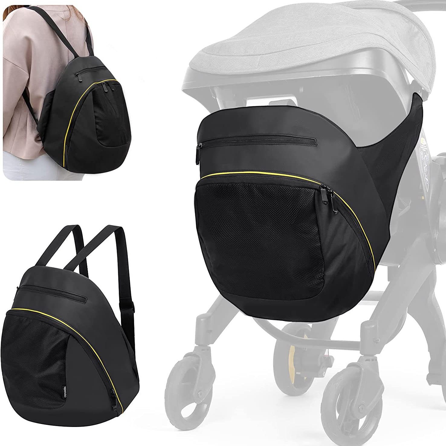 ベビーカー収納袋ベビーカーシートショッピングバッグ 2 で 1 黒ママトラベルバッグ Doona ベビーカーアクセサリー