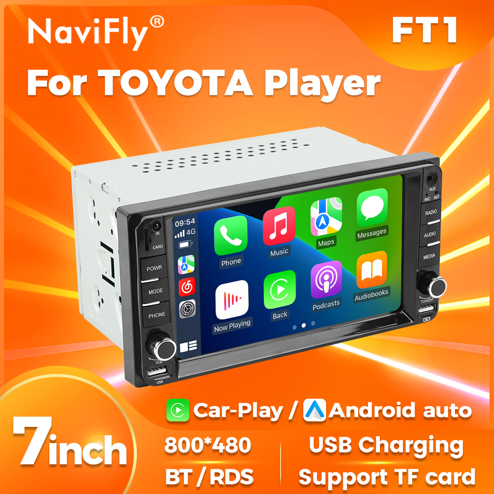 New 800*480 7-inch Multimedia Car Radio RDS+BT Carplay+Auto Video Player For Toyota VIOS CROWN CAMRY HIACE PREVIA COROLLA 2DIN