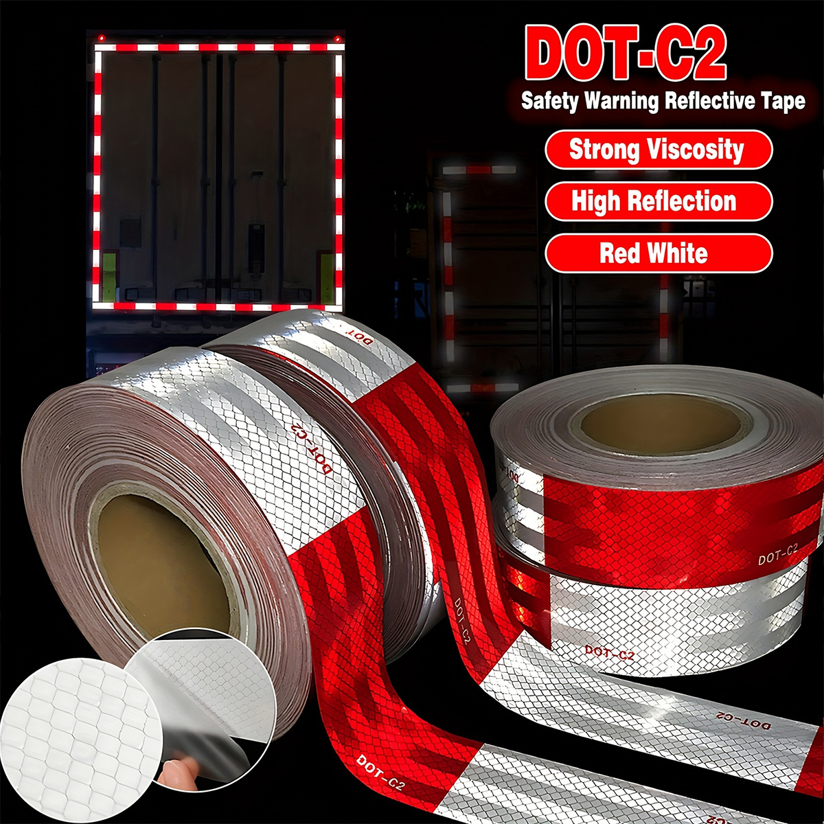 反射安全テープ DOT-C2 防水粘着式高視認性テープ トレーラー、屋外、乗用車、トラック用